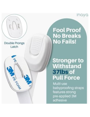 Juego de 5 Pestillos de Seguridad Infantil Inaya - Blanco