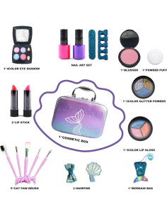 Juego de Maquillaje para Niñas 10Leccion - 20 Piezas Lavable 2