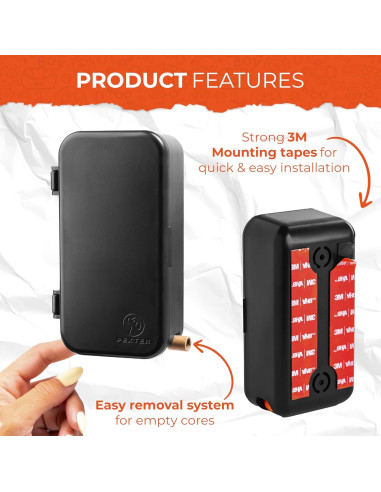 Dispensador de Bolsas de Excremento Pexter Negro - Montaje en Pared