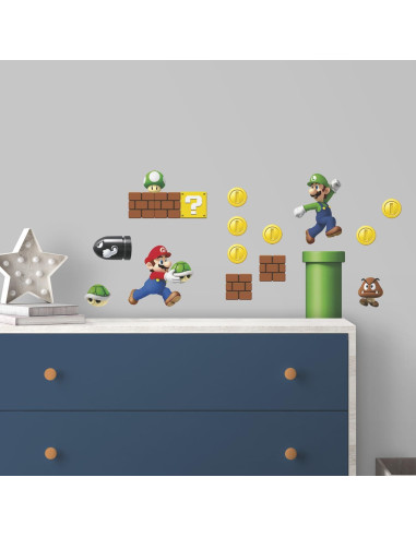Calcomanías de Pared RoomMates Super Mario Bros 45 Piezas