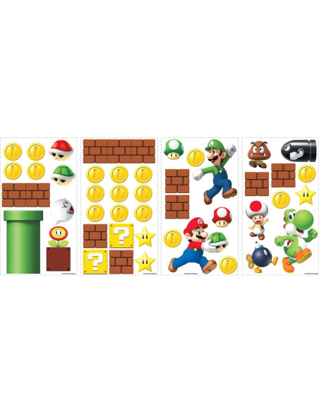 Calcomanías de Pared RoomMates Super Mario Bros 45 Piezas Calcomanías de Pared RoomMates Super Mario Bros 45 Piezas