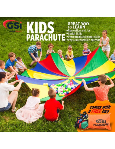 Paracaídas para Niños GSi 12 Pies Multicolor - Juguete Cooperativo