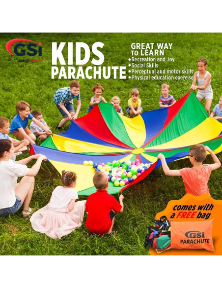 Paracaídas para Niños GSi 12 Pies Multicolor - Juguete Cooperativo
