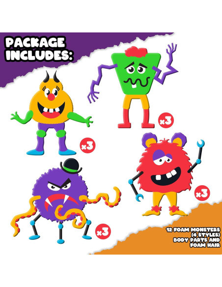 Kit de Manualidades de Monstruo de Espuma ArtCreativity - 12 Piezas Halloween