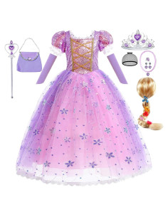 Disfraz de Princesa Morado Luzlen con Accesorios para Niñas 2-8 Años