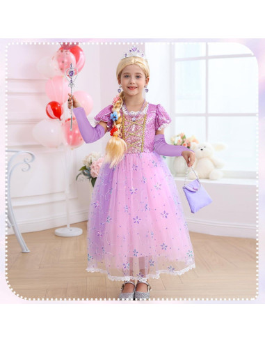 Disfraz de Princesa Morado Luzlen con Accesorios para Niñas 2-8 Años