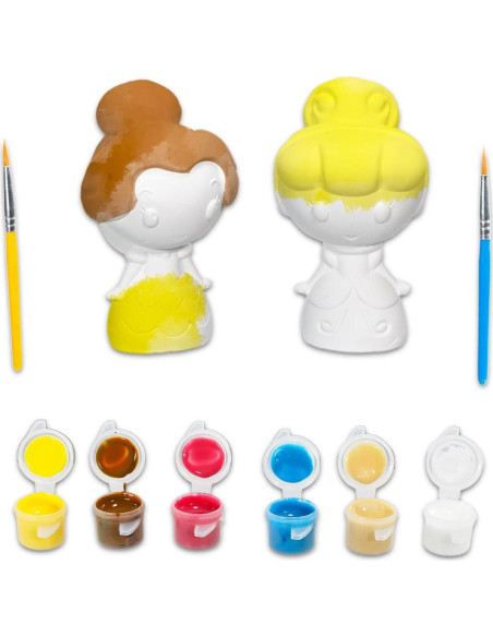 Kit de Pintura DIY Princesas Disney - 2 Figuras + 6 Pinturas Kit de Pintura DIY Princesas Disney - 2 Figuras + 6 Pinturas