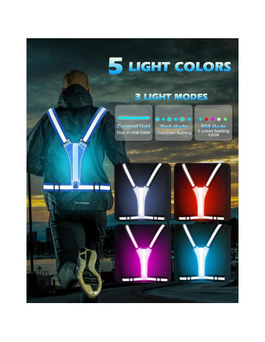 Chaleco Reflectante LED Zacro Azul Ajustable para Correr