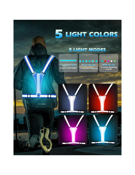 Chaleco Reflectante LED Zacro Azul Ajustable para Correr