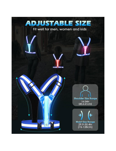 Chaleco Reflectante LED Zacro Azul Ajustable para Correr