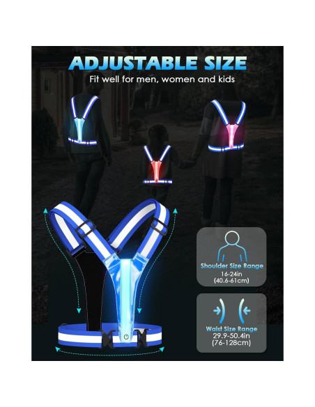 Chaleco Reflectante LED Zacro Azul Ajustable para Correr