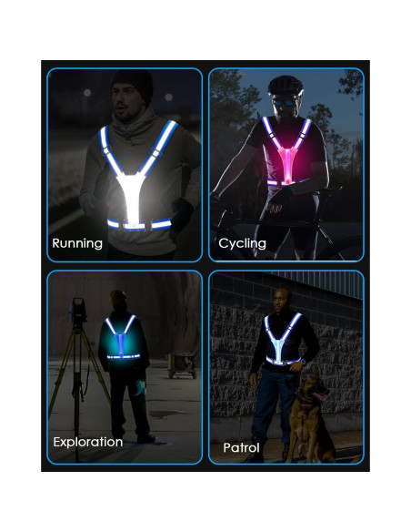 Chaleco Reflectante LED Zacro Azul Ajustable para Correr