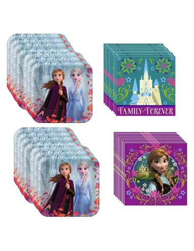 Suministros Fiesta Cumpleaños Princesa Congelada 16 Platos y Servilletas