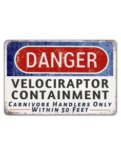 Cartel de Advertencia Velociraptor Peligroso WXSW 30x20 cm