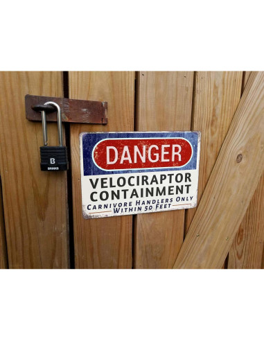 Cartel de Advertencia Velociraptor Peligroso WXSW 30x20 cm