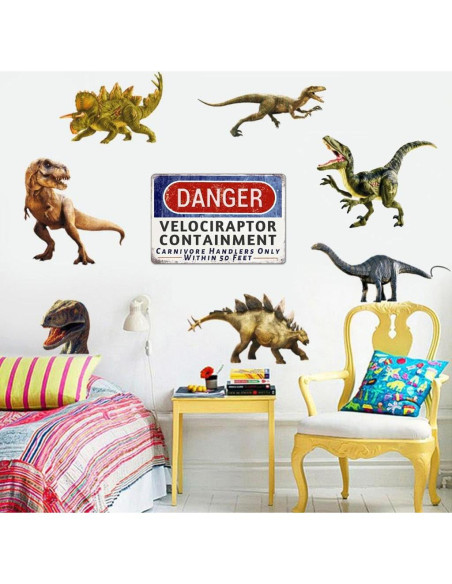 Cartel de Advertencia Velociraptor Peligroso WXSW 30x20 cm Cartel de Advertencia Velociraptor Peligroso WXSW 30x20 cm