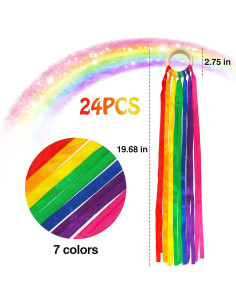 Juego de Cometas de Mano Waldorf 24 Piezas Arcoíris 5.16m 2
