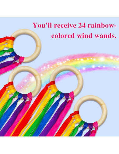 Juego de Cometas de Mano Waldorf 24 Piezas Arcoíris 5.16m