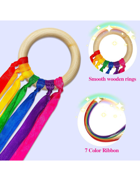 Juego de Cometas de Mano Waldorf 24 Piezas Arcoíris 5.16m