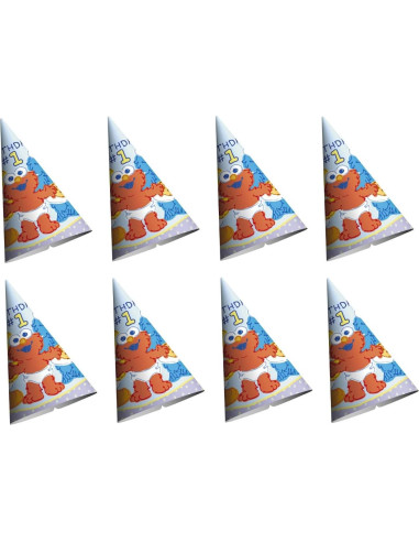 Paquete Fiesta 1er Cumpleaños Plaza Sésamo - 16 Sombreros