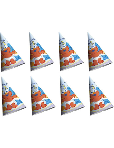 Paquete Fiesta 1er Cumpleaños Plaza Sésamo - 16 Sombreros Paquete Fiesta 1er Cumpleaños Plaza Sésamo - 16 Sombreros