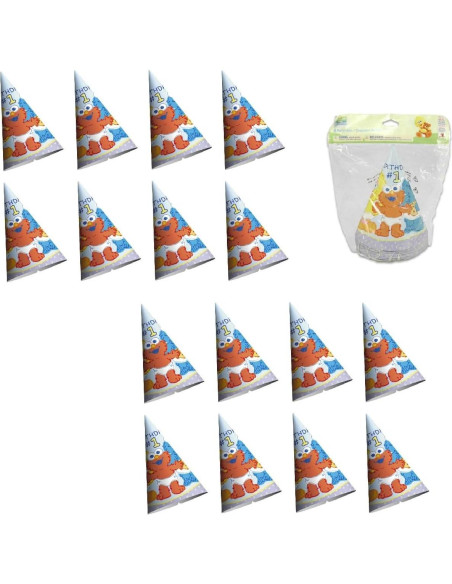 Paquete Fiesta 1er Cumpleaños Plaza Sésamo - 16 Sombreros Paquete Fiesta 1er Cumpleaños Plaza Sésamo - 16 Sombreros