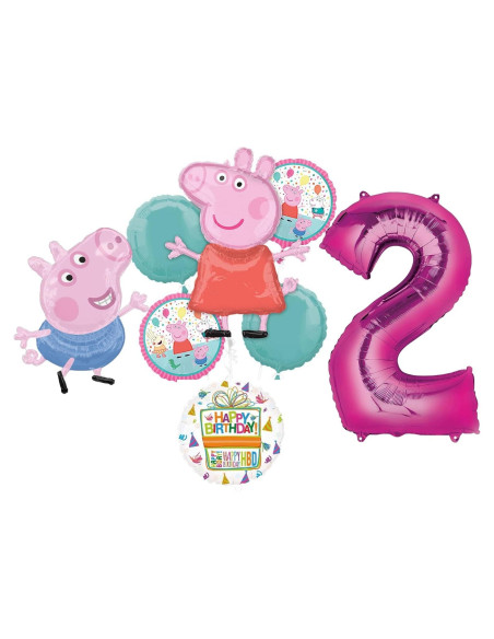 Ramo de Globos de Cumpleaños Peppa y George 2 años Anagram