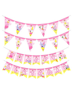 Decoraciones de Cumpleaños Peppa Pig - Juego de 3 Banderas