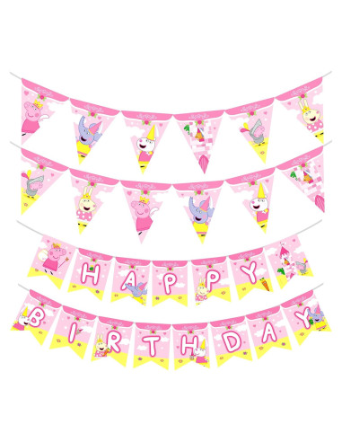 Decoraciones de Cumpleaños Peppa Pig - Juego de 3 Banderas