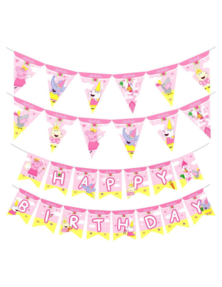 Decoraciones de Cumpleaños Peppa Pig - Juego de 3 Banderas