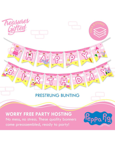 Decoraciones de Cumpleaños Peppa Pig - Juego de 3 Banderas