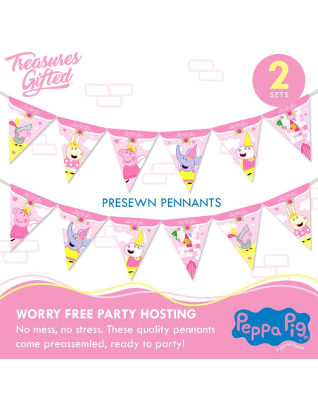 Decoraciones de Cumpleaños Peppa Pig - Juego de 3 Banderas