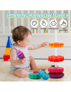 Juguete Apilable Giratorio Arcoíris LMTNNB 6 Piezas 0.57 kg 2