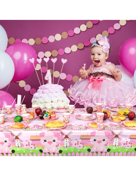 Kit de Suministros de Fiesta de Cerdo Rosa - 40 Platos, Vasos y Más
