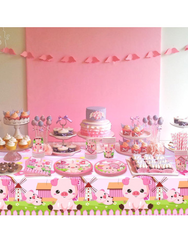 Kit de Suministros de Fiesta de Cerdo Rosa - 40 Platos, Vasos y Más