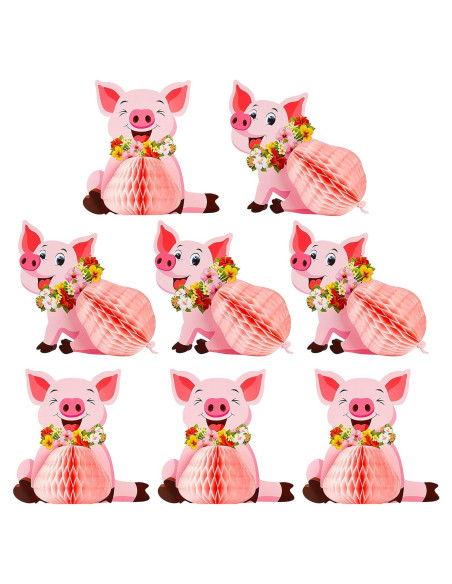 Centros de Mesa Cerdo Luau Zonon - 8 Piezas Decorativas