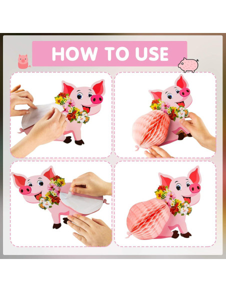 Centros de Mesa Cerdo Luau Zonon - 8 Piezas Decorativas