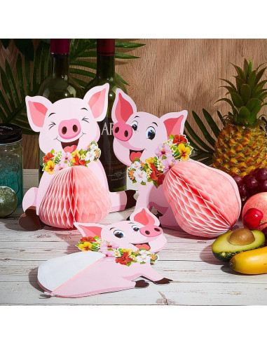 Centros de Mesa Cerdo Luau Zonon - 8 Piezas Decorativas