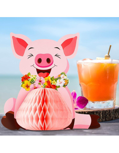 Centros de Mesa Cerdo Luau Zonon - 8 Piezas Decorativas