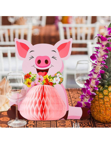 Centros de Mesa Cerdo Luau Zonon - 8 Piezas Decorativas