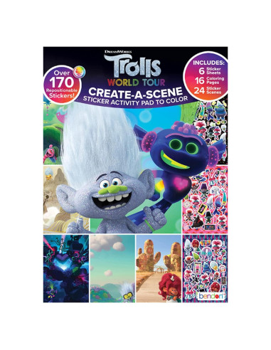 Pegatinas para Colorear Bendon Trolls 2 World Tour - 170 Piezas
