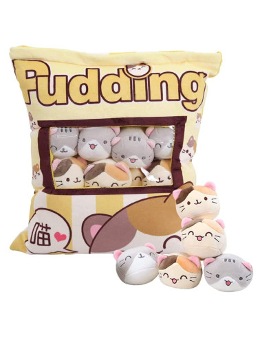 Almohada de Peluche JILPAK con 8 Gatos Amarillos 35x45 cm