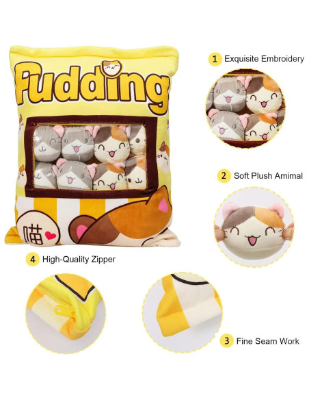 Almohada de Peluche JILPAK con 8 Gatos Amarillos 35x45 cm Almohada de Peluche JILPAK con 8 Gatos Amarillos 35x45 cm