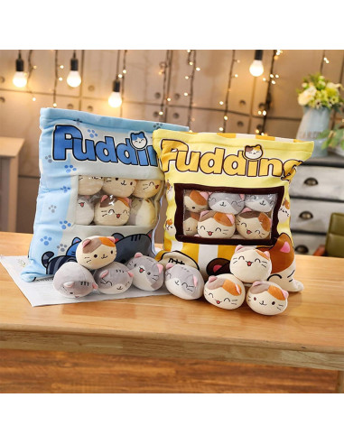 Almohada de Peluche JILPAK con 8 Gatos Amarillos 35x45 cm