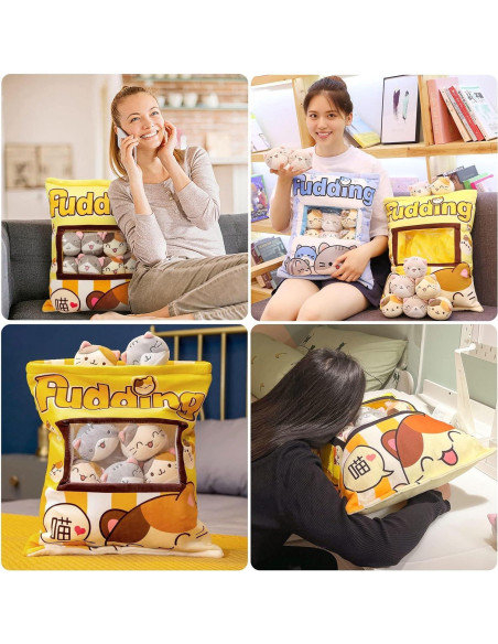 Almohada de Peluche JILPAK con 8 Gatos Amarillos 35x45 cm Almohada de Peluche JILPAK con 8 Gatos Amarillos 35x45 cm