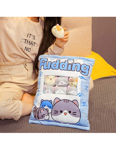 Almohada de Peluche JILPAK con 8 Gatos Amarillos 35x45 cm