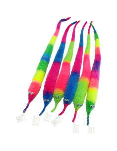 Juguetes de Gusano Difuso SHENGSEN 6 Piezas Arcoíris para Gatos 2