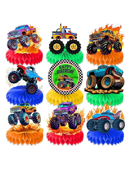 Centros de Mesa de Camión Monstruo 9 Piezas CG Factory