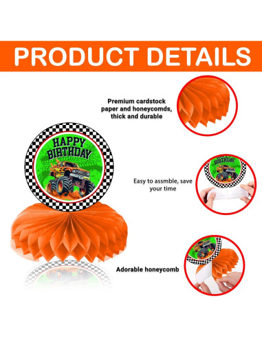 Centros de Mesa de Camión Monstruo 9 Piezas CG Factory