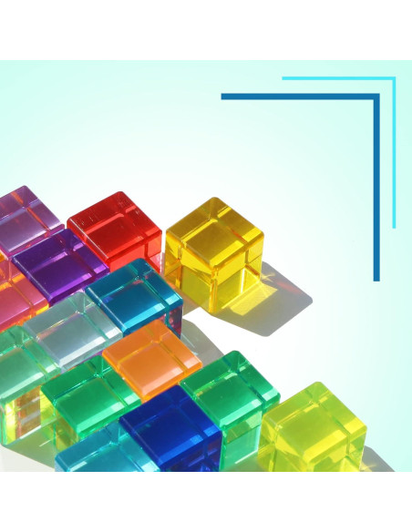 Cubos Acrílicos de Cristal Arcoíris KOAICS 64PCS Juguete Educativo